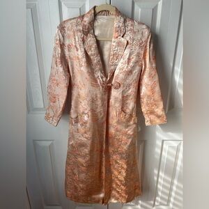 NWOT Vintage Chinese landscape jacquard orange faux silk jacket